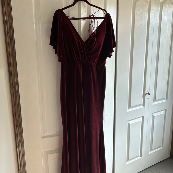 Anthropologie Jenny Yoo red velvet dress size 14 - altered length fit for 5’4” - Picture 2 of 4